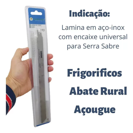 Kit Lâmina Para Serra Sabre Inox 30cm Corte Osso Carne Açougue 2un