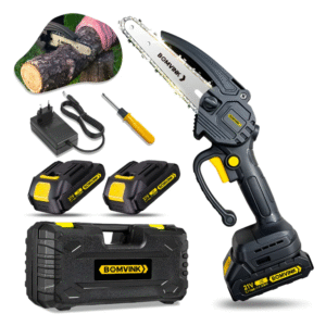 Mini Motosserra Elétrica Portátil 6 Pol. Duas Baterias 1500w - Preto